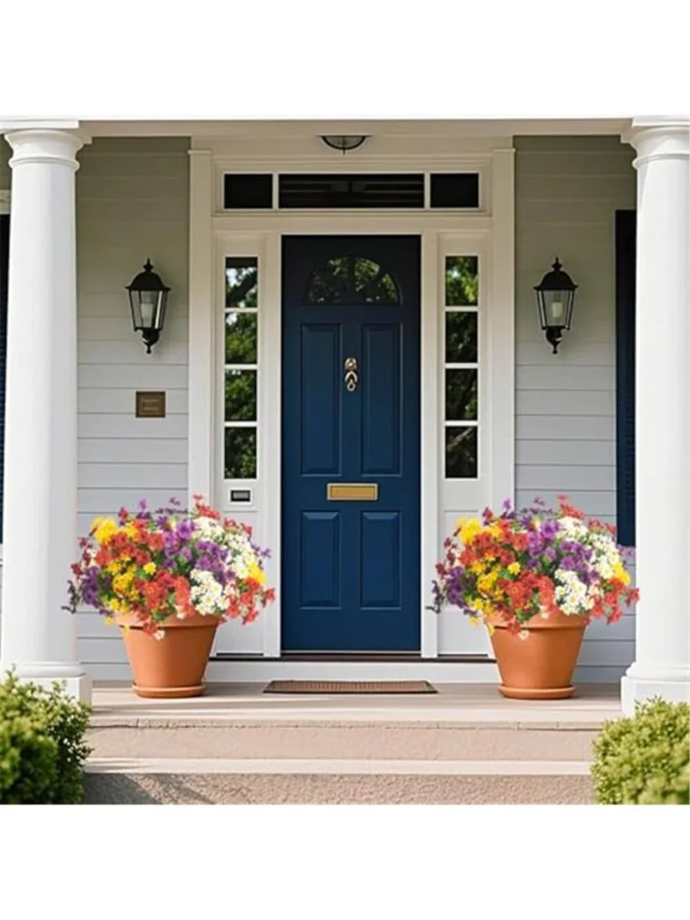 Artificial Outdoor Flowers UV Resistant Faux Plants Daisy Porch Decor Set
